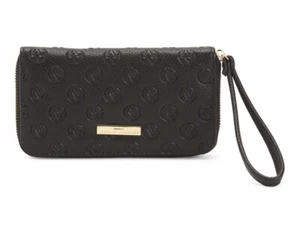 Adrienne Vittadini Logo Embossed Zip Around Wristlet Wallet - Picture 1 of 4
