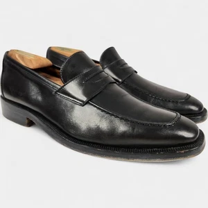 Ortigni 1930 Shoes Mens 42 (US 9) Black Penny Loafers Leather Raspini Florence - Picture 1 of 14
