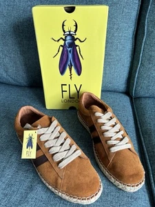 Fly London Uk10 Leather Suede Laced Espadrilles - Picture 1 of 5