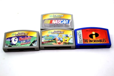 Lot of 4 LeapFrog Leapster Games NASCAR The Incredibles SpongeBob Number on The - Image 1 of 3