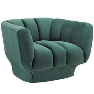 Modway Entertain Vertical Tufted Performance Velvet Armchair in Green - Picture 1 of 4