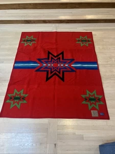 Pendleton Beaver State Sioux Star Wool Blanket Native American Red Green 72”x60” - Picture 1 of 13