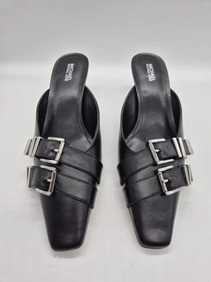 Zapatos para mujer Michael Kors talla 6 Darrington tacón de gatito mulas cuero negro 507 Foto 1 de 4