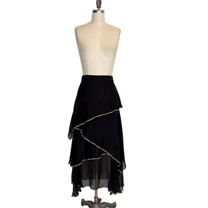 VTG Y2K Robert Rodriguez Black Romantic Fairy Grunge Whimsygoth Midi Skirt 2 - Picture 1 of 10