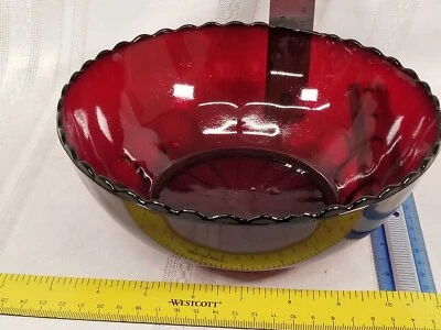 ANCHOR HOCKING RUBY RED THUMPRINT SERVING BOWL 8" IN DIAMETER - Image 1 of 3
