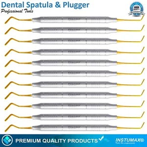 Instrumentos de relleno compuesto dental espátula y tapón puntas de titanio dorado - Imagen 1 de 6