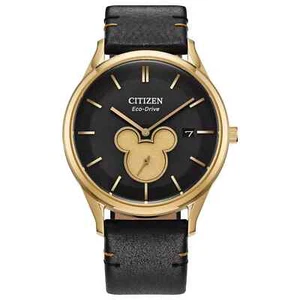 Citizen Eco Drive Disney Mickey Mouse Gold Tone Stainless Steel Quartz Watch BV - Picture 1 of 12