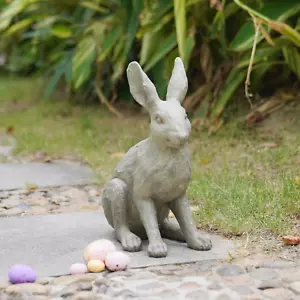 Grey Resin Rabbit Garden Statue - Large Garden Statues Statues for Home Decor Ga - Picture 1 of 7