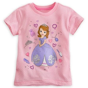 DISNEY STORE SOFIA FIRST DELUXE POLKA-DOT TEE SIZE 7/8 GEM STUD ACCENTS NWT - Picture 1 of 2