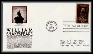 US FDC # 1250 5c William Shakespeare Anderson addressed 1964, 9L370 - Picture 1 of 1