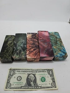 5x Polished Burlwood Knife Handle Scales Pen Blanks Burl Wood Appx 5"x 2"x1" #G - Picture 1 of 2