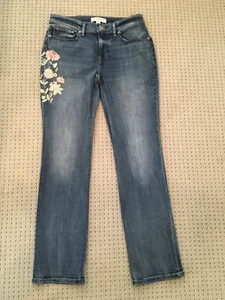 WOMENS LUCKY BRAND SWEET MID RISE STRAIGHT JEAN FLORAL EMBROIDERED SZ 6/28 NEW - Picture 1 of 17