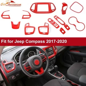 Juego completo de 13 adornos de cubierta de dirección interior decoración para Jeep Compass 17-20 rojo - Imagen 1 de 10