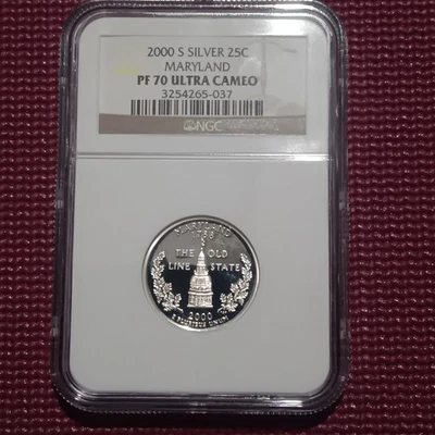 2000-S MARYLAND Silver Proof Quarter PF70 NGC NICE LOW PRICE!! - Image 1 of 2
