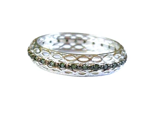 Natural Green Diamond Eternity Ring/ size 7 / 925 Sterling Silver /0.15ct - Picture 1 of 4
