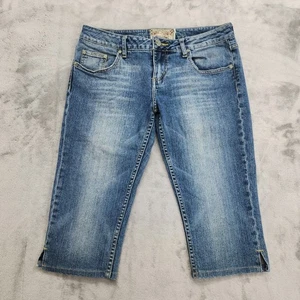 Vintage Y2K American Rag Jean Womens 9 Juniors Blue Low Rise Capri Side Slit Hem - Picture 1 of 12