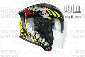 CASCO DEMI JET CGM 127X DEEP FREAKER NERO GIALLO FLUO TAGLIA L (59 Cm.) - Foto 1 di 1