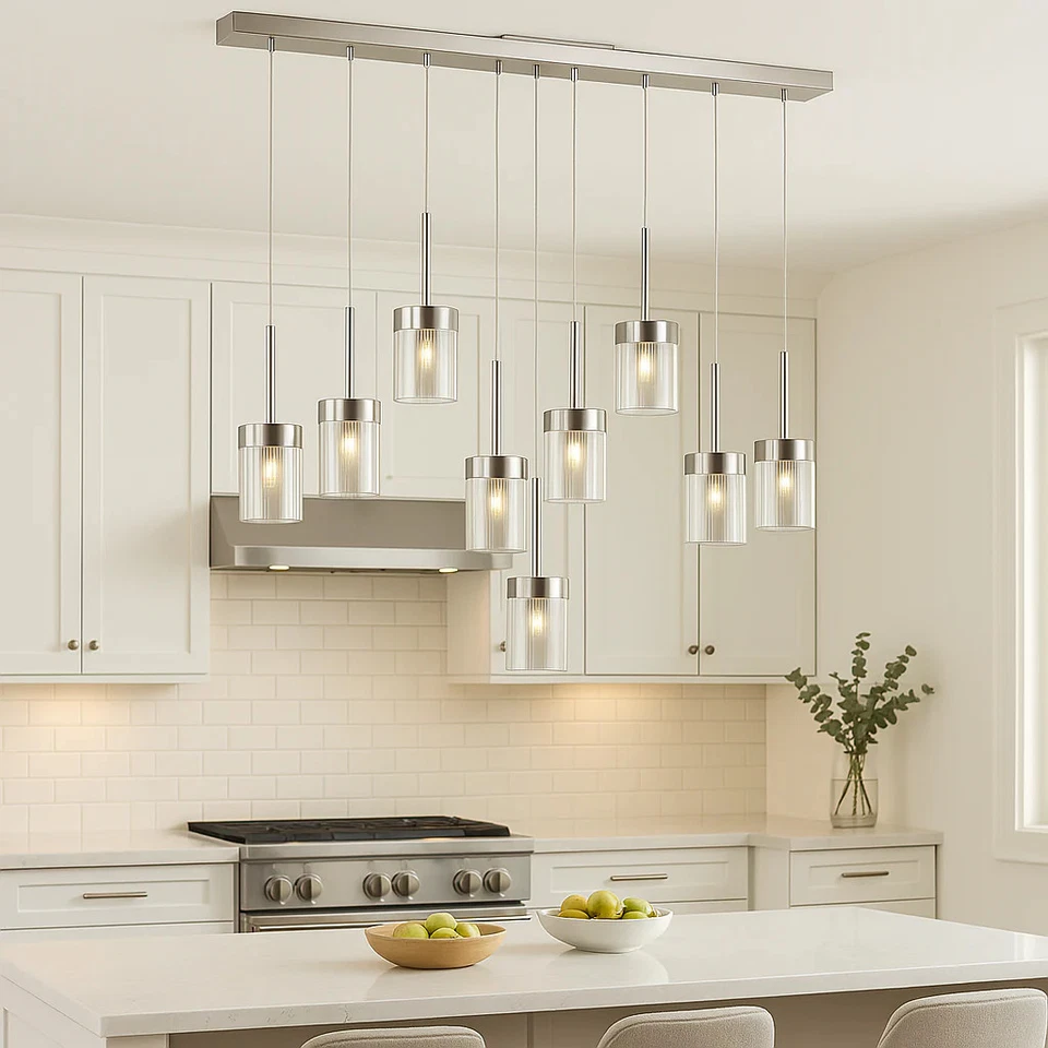 Trans Globe 9-Light Polished Chrome LED Island Pendant with Clear Glass - Image 1 of 4