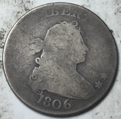 Cuarto busto drapeado 1806 25c. ¡Atractivo ejemplo circulado! Foto 1 de 2