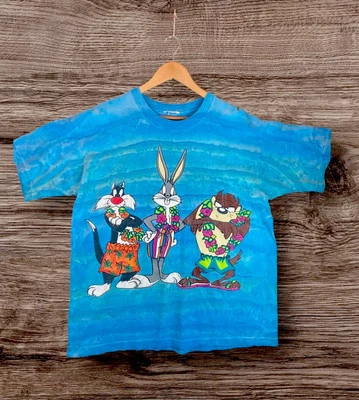 Camisa Looney Tunes Vintage Camiseta Puntada Única 1994 Talla XL Taz Bugz Azul Años 90 Foto 1 de 4