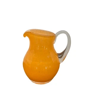 MCM Vintage Mini Jarra de Vidrio Naranja Vibrante Retro Crema 4 pulgadas de Alto - Imagen 1 de 7