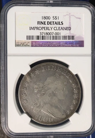 1800 Draped Bust Silver Dollar CERTIFIED NGC Fine Details Cover
