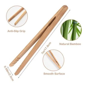 Bamboo Wood Toast Tong Wooden Toaster Tongs Eco Friendly N4G8 - Picture 1 of 13