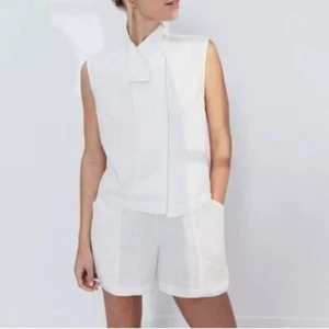 LUNYA NWT $138 Woven Linen Sincere White Sleeveless Shirt Size L - Picture 1 of 11