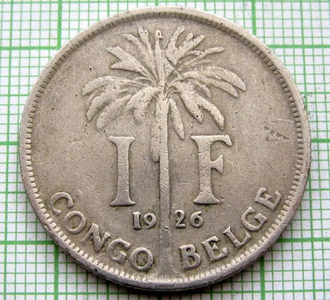 BELGIAN CONGO ALBERT I 1926 1 FRANC, FRENCH LEGEND Cover