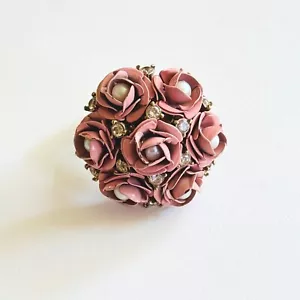 VTG Juicy Couture Pink rose bouquet pearl Cocktail ring chunky statement Y2k - Picture 1 of 10