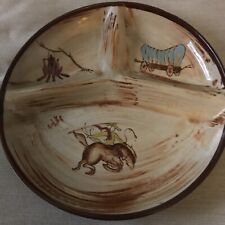 Fred Robert’s  CERAMIC 1950’s Divided Cowboy Western 10 1/4" WIDE Snack  Plate