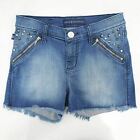Rock & Republic Jeans Cut-Off Shorts Womens 4 Pixie Star Studded Blue Denim