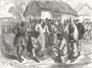 GAMBLING. Native Soldiers Playing, Warry 1874 antique print picture - Picture 1 of 1