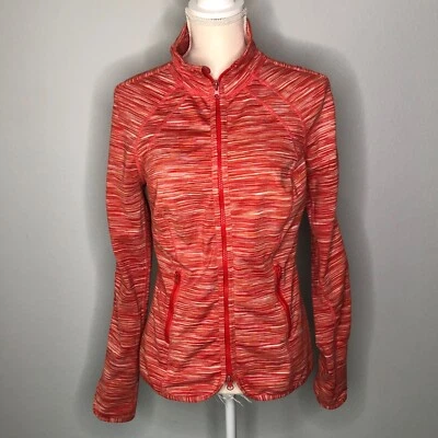 Chaqueta de Pista Atlética Zella Cuello Embudo Cremallera Completa Mediana M Naranja Blanco Correr Foto 1 de 4