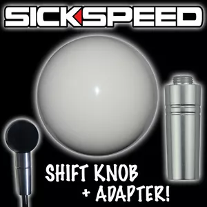 WHITE GUMBALL SHIFT KNOB & ADAPTER FOR AUTO/AUTOMATIC GEAR SHIFTER LEVER K G2 - Picture 1 of 1