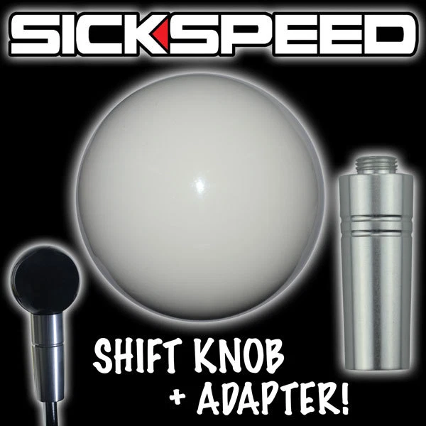WHITE GUMBALL SHIFT KNOB & ADAPTER FOR AUTO/AUTOMATIC GEAR SHIFTER LEVER K G2 - Image 1 of 1
