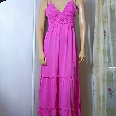 Charlotte Russe Vibrant Pink Maxi Dress Size L - Image 1 of 4