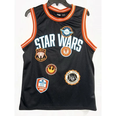 Camiseta deportiva de baloncesto Star Wars para hombre negra naranja Yoda Darth Vader R2D2 talla M Foto 1 de 4