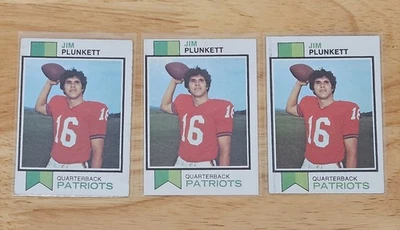 Jim Plunkett NE Patriots QB 3-football card lot 1973 Topps Card # 355  EX/NM  - Image 1 of 2
