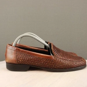 Mocasines Bragano Inglés Cuero de becerro Tejido Hombres 8 Marrón Italia Cesta Tejido Informal - Imagen 1 de 12
