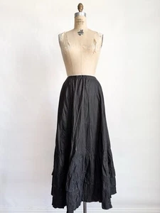 Antique 1900s Black Cotton Ruffled Petticoat Skirt M - Picture 1 of 8