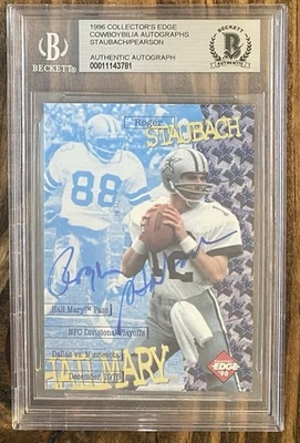 Roger Staubach Drew Pearson Auto Beckett Dallas Cowboys  1996 Collector’s Edge - Image 1 of 4