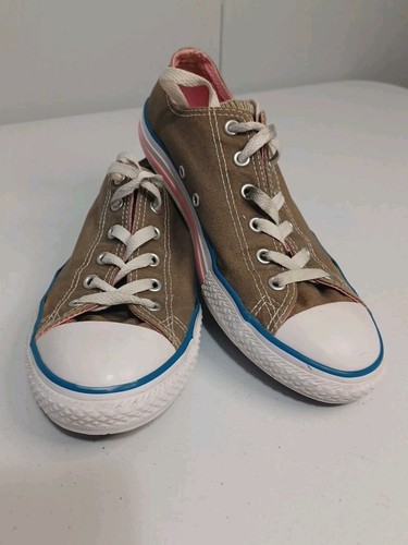 Scarpe Converse All Star giovani junior taglia 5 beige stringate blu e rosa righe