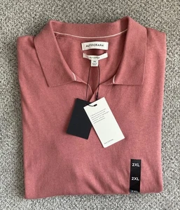 NEU M&S Autograph Herren Altrosa Seide Baumwolle Poloshirt Größe 2XL - Bild 1 von 3