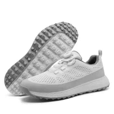 Zapatos de Golf Hombres Malla Gris Profesional Antideslizante Tachuelas Entrenador Golfista Entrenador Tenis Foto 1 de 4