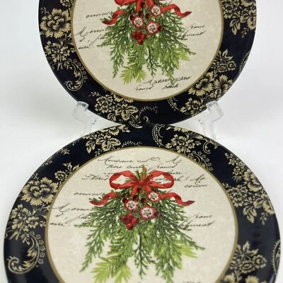 "Juego de 2 platos de postre de 6"" certificados International Highland Holiday Holly" Foto 1 de 4