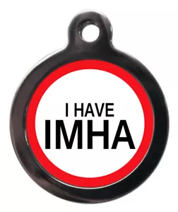 Etiqueta de identificación de mascotas alerta médica tengo imha 32mm o 24mm personalizada - Imagen 1 de 2