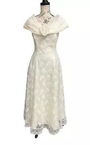 Vintage Scott McClintock Gunne Sax elfenbeinfarbenes Brautkleid Damengröße 8 Cottagecore USA - Bild 1 von 18