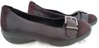 Hotter brown leather wedge heel round toe buckle detail comfort shoes UK 5 New