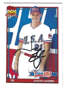 JASON GIAMBI TEAM USA BASEBALL SIGNED CARD NEW YORK YANKEES ROCKIES A'S INDIANS - Picture 1 of 1